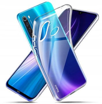 shumee Tanek ovitek za Xiaomi Redmi Note 8T, prozoren ovitek, brezbarvna zadnja stran + steklo