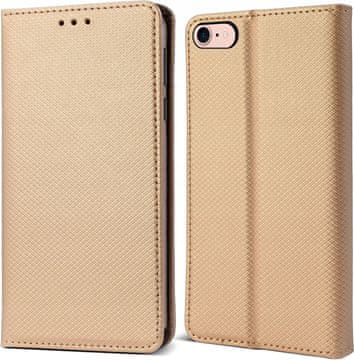 shumee Ovitek za iPhone 7 / 8 / SE pametni magnetni ovitek za zapiranje v zlati barvi + steklo