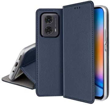 shumee Ovitek za Motorola Moto G24/G04 pametni magnetni ovitek za knjige, temno moder + steklo