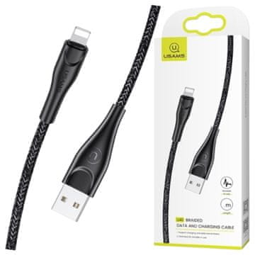 USAMS Usams pleteni kabel U41 Lightning 3m2A črno/črno SJ397USB01 (US-SJ397) Hitro polnjenje