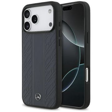 MERCEDES Mercedes usnjen ovitek MagSafe z lovorovimi listi in črtami za iPhone 17 Pro Max moder