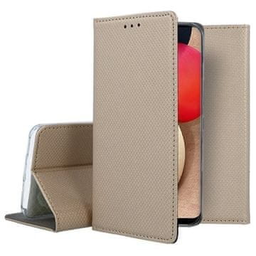 shumee Ovitek za Samsung Galaxy A02S Pametna knjiga Magnetna knjiga z zavihkom zlata + steklo