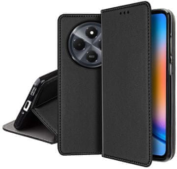 shumee Preklopni ovitek za pametno knjigo Xiaomi Redmi 14C z magnetnim okvirjem, črn + steklo