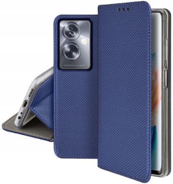 shumee Ovitek za pametni magnetni ovitek z zapiranjem za Oppo A79 5G, temno moder + 9H steklo