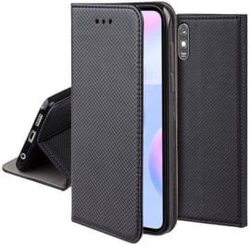 shumee Ovitek za pametno knjigo Xiaomi Redmi 9A / 9AT / 9i črne barve z denarnico in steklom