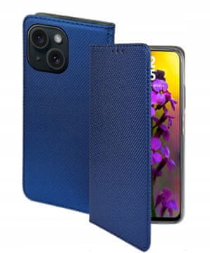 shumee Ovitek za iPhone 15 pametni magnetni ovitek z mornarsko modrim zapiranjem + 9H steklo