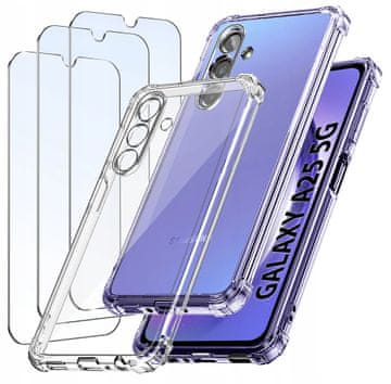 shumee Komplet ovitkov za Samsung A25 5G, prozornih, ojačanih, proti udarcem + 3 kosi stekla