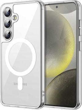 shumee Ovitek za Samsung Galaxy S24 + 9H, ojačan s steklom 360° za MagSafe, prozoren ovitek