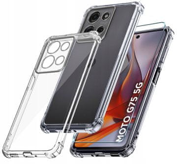 shumee Ovitek za Motorola Moto G75 5G, prozoren, odporen proti udarcem + zaščitno steklo 9H