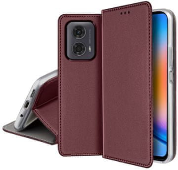 shumee Ovitek za Motorola Moto G24/G04/E14 pametni magnetni ovitek za knjige bordo + steklo