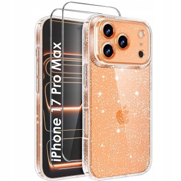 shumee Ovitek za iPhone 17 PRO MAX silikonski bleščeč sijaj bleščeč 2 mm ovitek + 2x steklo