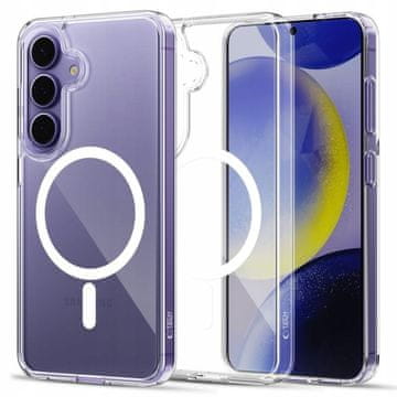 shumee Ovitek za Samsung Galaxy S25 FE, ojačan hrbtni del, prozorno ohišje MagSafe + steklo