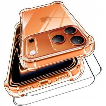 shumee Oklepni ovitek za Apple iPhone 17 PRO, prozoren, odporen proti udarcem + 2x9h steklo