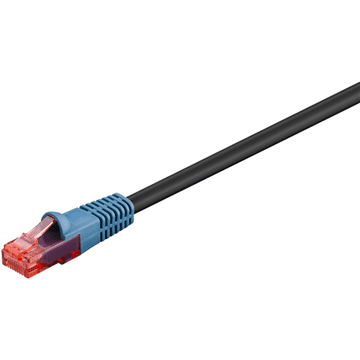 Goobay | Zunanji patch kabel CAT 6 U/UTP | 94389 | 10 m | Črna | Predožičen, neoklopljen LAN kabel z vtiči RJ45 za priključitev omrežnih komponent; Dvoslojni polietilenski plašč ščiti omrežje