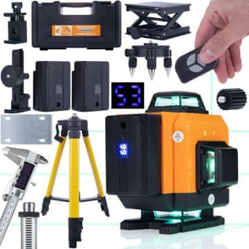 Rosfix Rosfix Rosfix Orange Tiger 16-vrstični laserski nivelir ROT16L + 43-120 cm stojalo za laserski nivelir Rosfix s kovčkom + profesionalno kovinsko elektronsko pomično merilo Rosfix v kovčku