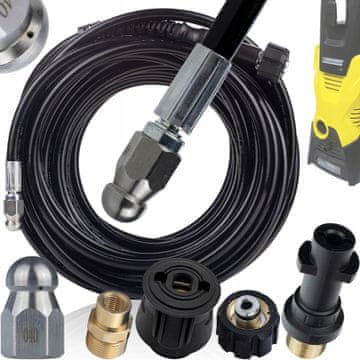 Rosfix HydroFlex Pro 20M - Podaljšek za kanalizacijsko cev in visokotlačni čistilec | Bajonetni adapter K2-K7 | Priključki M22 in Click Connect | 180 barov | Univerzalni komplet 2 v 1