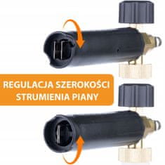 Rosfix 1L razpršilec pene + 1/4 podaljšek za QC - komplet za visokotlačne čistilce | 200 barov | Združljivo s Kranzle D12 Nilfisk Alto | Regulacija pene | Hitri priključek