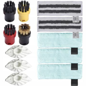 Rosfix SteamPro 12v1 EasyFix Set - Komplet dodatne opreme za Karcher SC1-SC5 | 4 krtače + 3 ročne blazinice + 5 krp za tla | Mikrovlakna | Za parne čistilce EasyFix