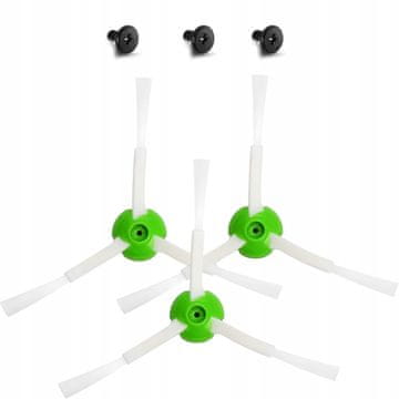 shumee Komplet stranskih krtač 3x - Stranske krtače za iRobot Roomba i7 i5 i3 j7 j9 e5 Combo | 3 kosi | TPR + najlon | Bela in zelena | Nadomestne z nosilci