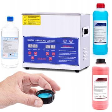 shumee 3,2-litrski ultrazvočni čistilec z grelcem in zaslonom PS-20A + tekočina TechSonic 1 l + tekočina Surfa Sonic CleanTech 1 l + izopropilni alkohol