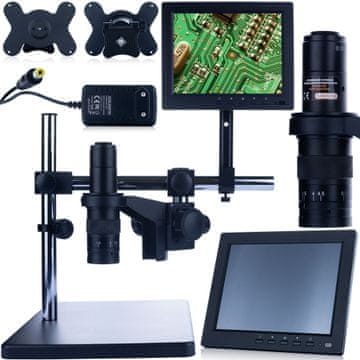 Rosfix Digitalni mikroskop Earth Pro mcep-0.5X-pzrr z nastavljivim rokom + 8-palčni zaslon za mikroskop + držalo za zaslon za digitalni mikroskop