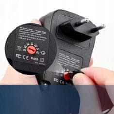 Rosfix Napajalnik DC 30 W - Univerzalni napajalnik | 3–12 V | 1,2 A | 6 komolcev | USB | EU | Kompakten | Nastavitveni gumb