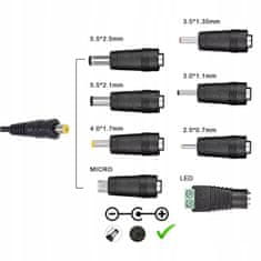 Rosfix Napajalnik DC 30 W - Univerzalni napajalnik | 3–12 V | 1,2 A | 8 priključkov (vključno z mikro USB, LED) | USB | EU | Regulacija napetosti