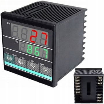 Rosfix CH702 PID regulator temperature 230V 0-400°C SSR + rele | Plošča 72x72 mm | Globina 77 mm | LED | Termočlen K | Alarm visoke temperature