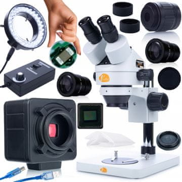 Rosfix Komplet mikroskopa Mercury Pro msmp-T-PS1 s kamero Crux PRO kmcp-hdmi-USB 5mp, serijo Plantes PRO in osvetljevalnikom mikroskopa 56xLED