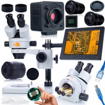Rosfix Komplet mikroskopa Rosfix Mercury Pro msmp-T-PS1 + kamera Crux PRO kmcp-hdmi-USB 5mp Plantes PRO serija + nosilec za zaslon + 8" zaslon