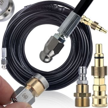 Rosfix HydroJet Pro Max 20M - kanalizacijska cev M22 + adapter 1/4" | Lavor Vertigo Ninja Parkside PHD | 2 šobi | Vrtljiva in 3+1 | 200 barov