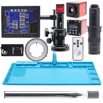 shumee Profesionalni digitalni mikroskop 10A z rdečo lagunsko kamero in 10A-2MP zaslonom z 2MP kamero + podstavek TE-506 + 8-palčni objektiv