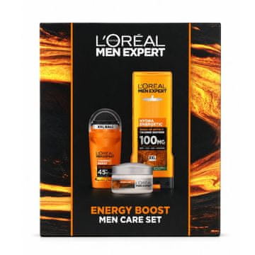 L’Oréal Loreal Men Expert Energy Boost darilni set za moške - antiperspirant roll-on 50 ml + gel za prhanje 400 ml + krema za obraz 50 ml