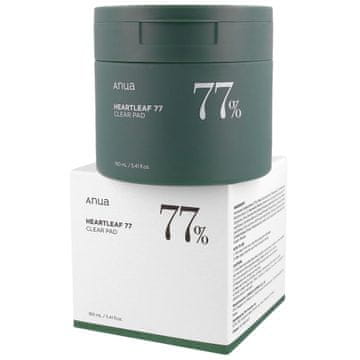 Anua Anua Heartleaf 77% Clear Pad blazinice za obraz, prepojene s tonikom z izvlečkom pomirjujočega srčnega lista 70 kosov/160 ml
