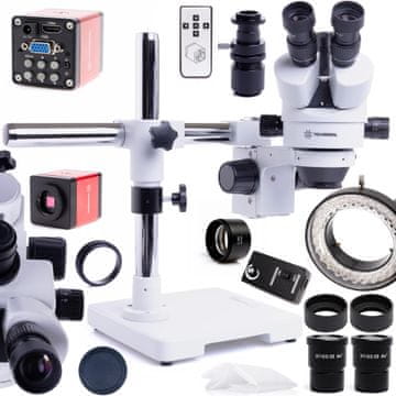 shumee Techrebal 10HS optični stereoskopski mikroskopski komplet + kamera "Rdeča laguna" + 56x LED osvetljevalec + Barlowova leča