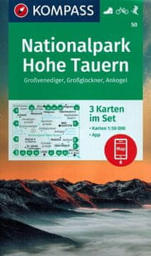 shumee Visoke Ture 1:50.000. Grossglockner, Grossvenediger, Ankogel. Komplet 3 turističnih zemljevidov, 50. izdaja, 2023. Kompass