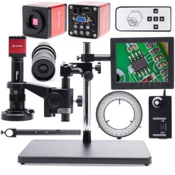 shumee 10A samostojni digitalni mikroskop + nastavljiva 60XLED osvetlitev + kamera + "Rdeča laguna" + 8-palčni zaslon + 10A roka