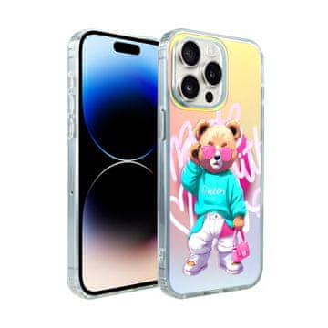 shumee Ovitek za iPhone 14 Pro ibizu California Sunset z MagSafe, spreminjajočo se barvo, roza kraljica, eleganten medvedek