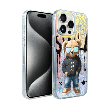 shumee Ovitek za iPhone 15 Pro Max ibizu California Sunset z MagSafe, spreminjajočo se barvo, grafitni fant, umetniški medvedek