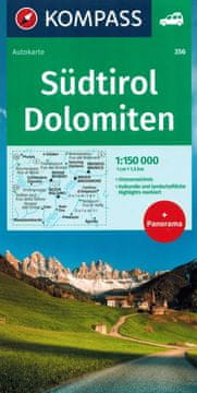 shumee Južna Tirolska, Dolomiti / Sudtirol, Dolomiten 1: 150.000. Avtomobilski in turistični zemljevid 356. Izdaja 2023. Kompas