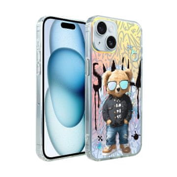 shumee Ovitek za iPhone 15 ibizu California Sunset z MagSafe, spreminjajočo se barvo, grafitni fant, umetniški medvedek