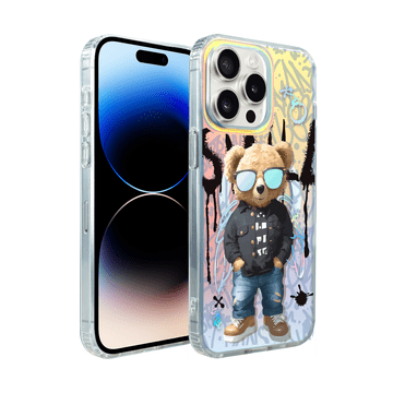 shumee Ovitek za iPhone 14 Pro ibizu California Sunset z MagSafe, spreminjajoč barvo, Graffiti Boy, umetniški medvedek