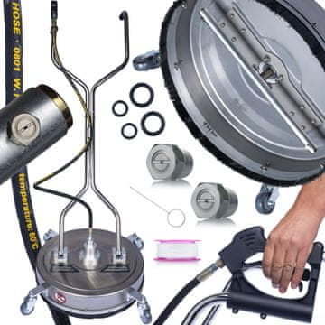 shumee T-Racer 21 SteelSpin - Profesionalna tlačna krtača za tlakovce | 3200 PSI | 53 cm | 2 vrtljivi šobi | Pištola 3/8" |