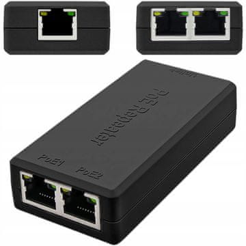 shumee POE repetitor 1x VHOD 2x IZHOD | Gigabit 100M | IEEE802.3af/at | 30W | ABS | Plug&Play | Za IP kamere in LAN omrežja