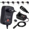 Napajalnik DC 30 W - Univerzalni napajalnik | 3–12 V | 1,2 A | 6 komolcev | USB | EU | Kompakten | Nastavitveni gumb