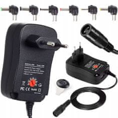 Rosfix Napajalnik DC 30 W - Univerzalni napajalnik | 3–12 V | 1,2 A | 6 komolcev | USB | EU | Kompakten | Nastavitveni gumb