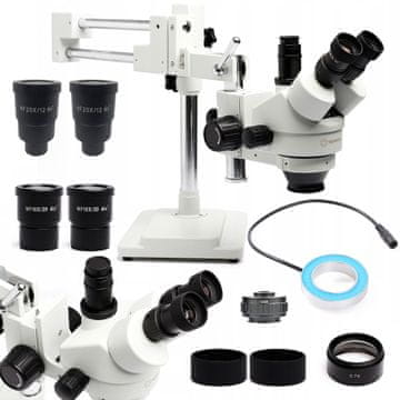 shumee 10HW trinokularni stereo mikroskop + nastavljiva LED osvetlitev z lečo + leča 0,7x + adapter 0,5x + okular WF20x/12