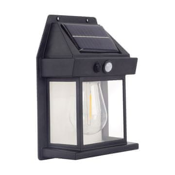 shumee Solarna stenska svetilka črna, polnilna baterija, senzor gibanja, stikalo, topla barva, LED 1,0 W IP44 Rabi Struhm