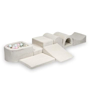 shumee Največje penasto igrišče z mikro bazenom Corduroy Beige 100 žogic: biserna, svetlo roza, svetlo mint, svetlo zlata