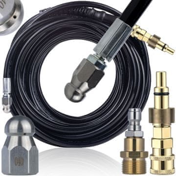 Rosfix HydroJet Pro 20M - M22 kanalizacijska cev + 1/4" adapter | Lavor Vertigo Ninja Parkside PHD | 3+1 šoba | 200 barov